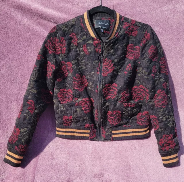 Sanctuary Anthropologie Floral Bomber Jacket XS - Los Angeles - Wool Blend