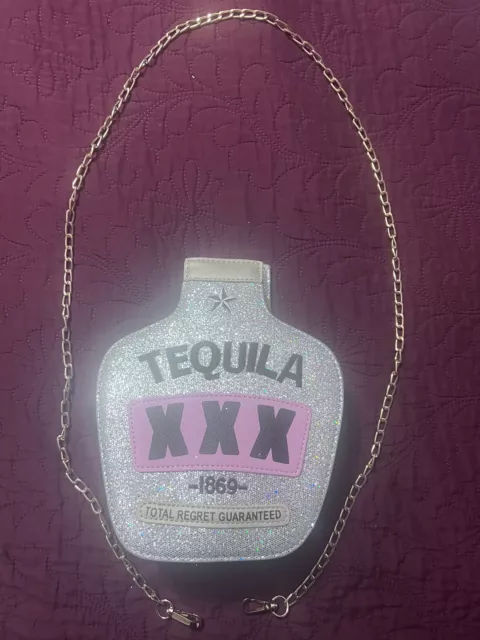 Women Cute Unique Sequins Crossbody Handbag Tequila Shaped Shoulder bag