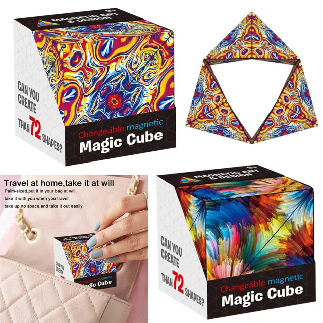 Variety 3D Changeable Magnetic Magic Cube Hand Flip Puzzle Anti Stress Toys Gift