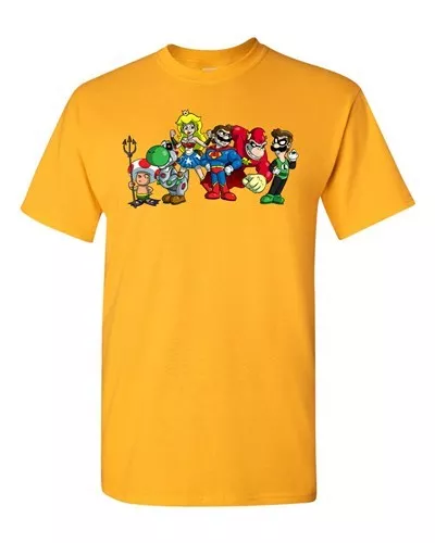 Superhero Group Shot Video Game Characters Parody Novelty DT Adult T-Shirt Tee 2