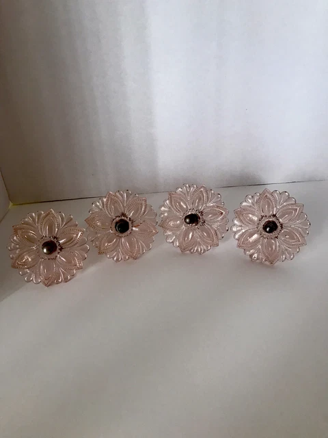 Vintage 4 Pink Glass Curtain Tiebacks
