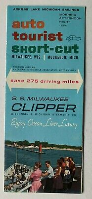 1964 Great Lakes SS Milwaukee Clipper Steamship Brochure ship Muskegon Michigan