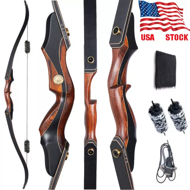 US- 60" Archery Takedown Recurve Bow Wooden Riser for Right Hand Target Hunting