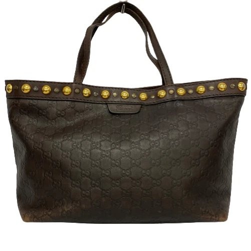 Auth Gucci Shoulder Tote Bag Guccissima Brown 207291 Studded From Japan 230508 Auth Gucci Shoulder Tote Bag Guccissima Brown 207291 Studded From Japan 230508