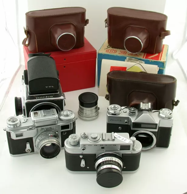 Posten lot Kiev Zorki FED 88 Zenit Jupiter-8 2/50 M39 LTM collector AS IS /522