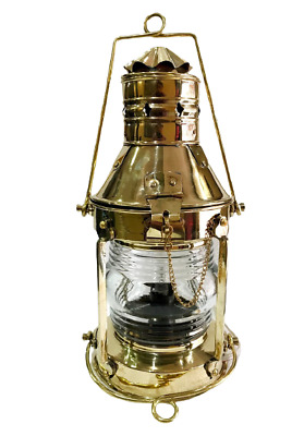 Nautical Vintage Heavy Solid Brass 15" Electric Hanging Lantern Home Decor Lamp