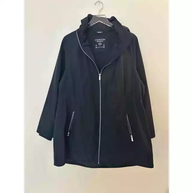 Calvin Klein Performance Water Resistant Hooded Jacket Black Plus Size 1X