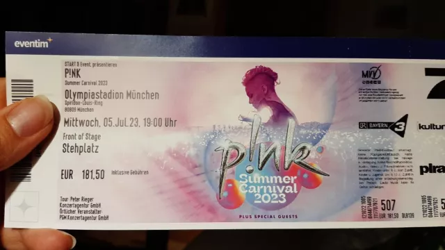 1 Ticket / Karte P!nk 05.07.2023 München - Stehplatz FOS (Front Of Stage) - PINK