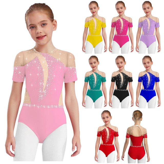 Robe Patinage Artistique Fille - Strass Métallique, Dos En Trou De Serrure - Pour Compétition Danse Sur Glace Et Spectacle