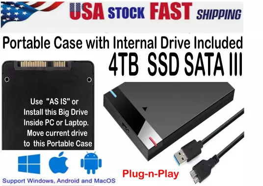 4 TB SSD SATA III Drive 2.5"  Solid State Drive SATAIII 6Gb/s UP to 540MB/s