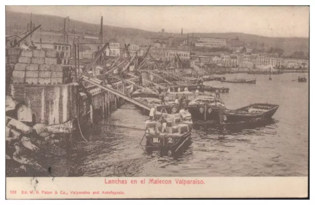 TT0028/ Valparaiso Lanchas en el Malecon  AK Chile  ca.1912
