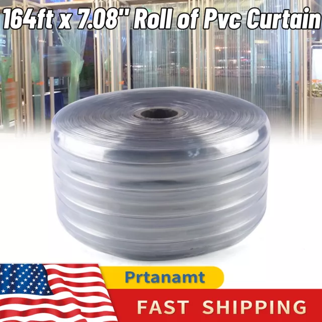 164ft x 7.08" Strip Curtain Roll Cooler Freezer PVC Clear Door Curtain Plastic