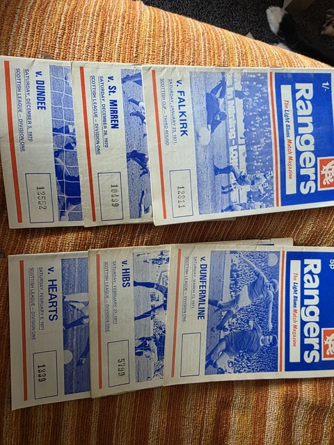 6 X RANGERS Home Programmes From Season 1970-71 some writing L11 £7.55 ...