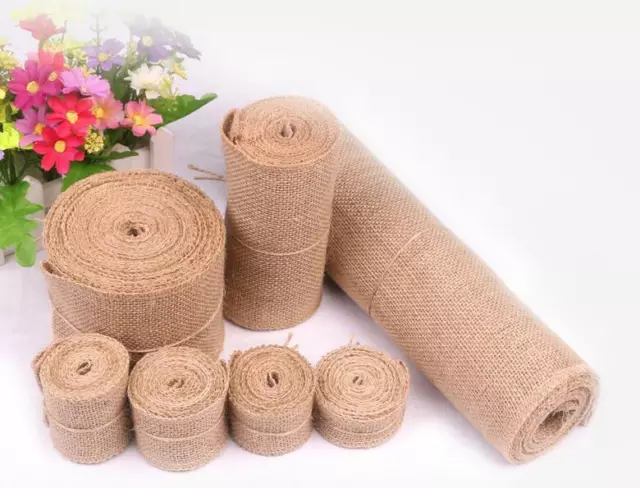 10M Roll Fabric Jute Wedding Party Decor Hessian Table Runner Chair Sash Burlap