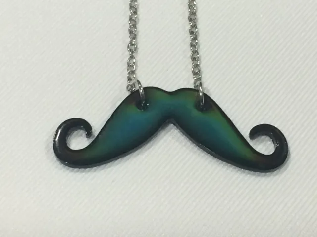 New Black Large Mustache Mood necklace Color Change Pendant Mood Charm