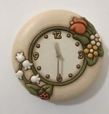 THUN ® Orologio da Parete con Fiori Coccinelle e quadrifogli Portafortuna 