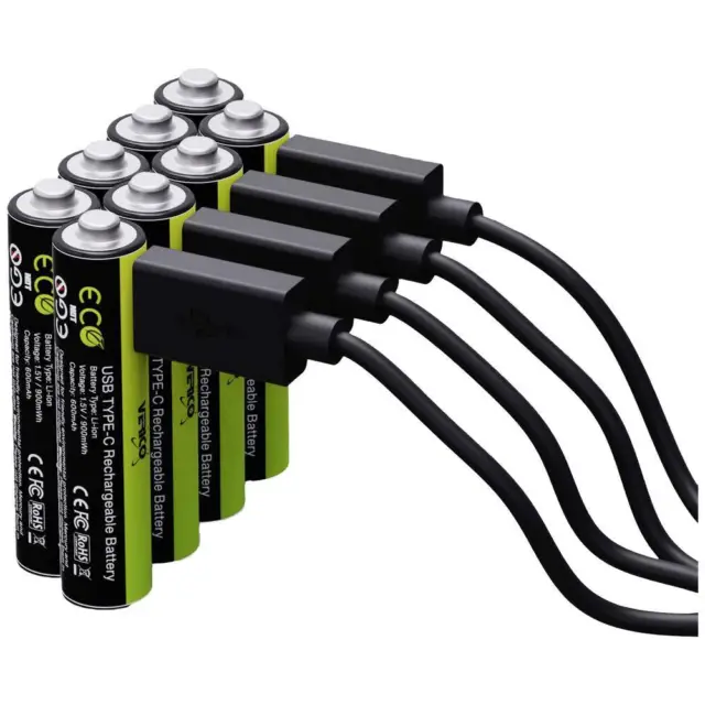 Pack de 2 Piles rechargeables USB AAA 1,5V 750mWh lithium dernière