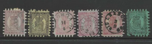 Finland 1866-71 Collection Of 6 Serpentine Roulette Issues For Sorting - Used