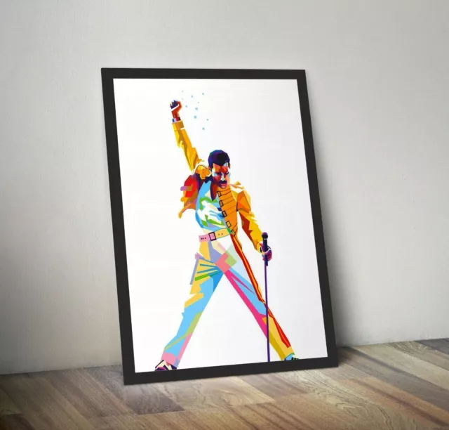 Freddie Mercury Poster Print Wall Art Rock Band Queen - Graphic Design A4 A3