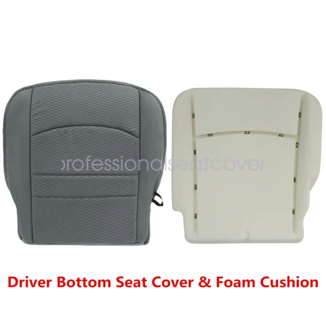 Driver Bottom Seat Cover Gray & Foam Cushion Fits 2013-2018 Dodge Ram 1500 2500