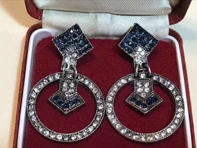Beautiful Art Deco Style Statement Geometric Crystal Stud Gatsby Earrings