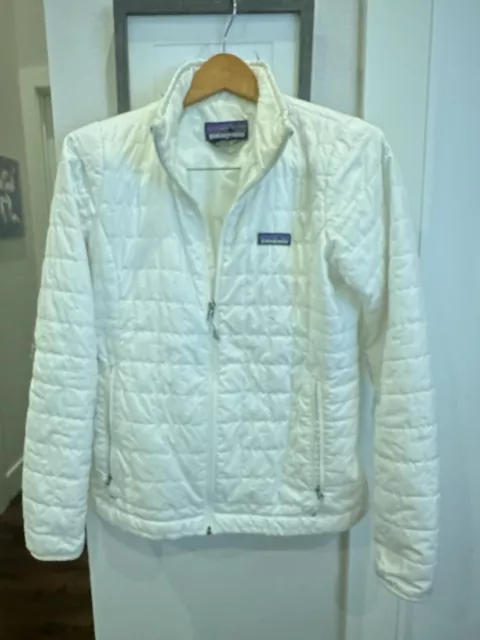 Patagonia Nano Puff Primaloft Jacket Women's Sz Small Full Zip 84217 White