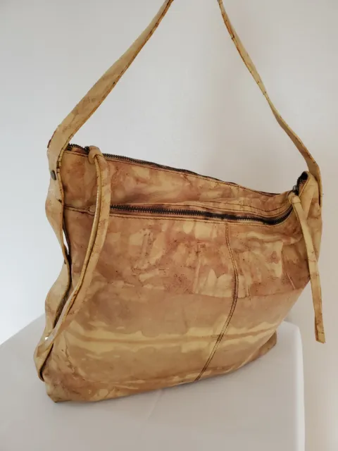 Kooba Leather Hobo bag tie dye purse brown tan gray beige yellow cowgirl western 2