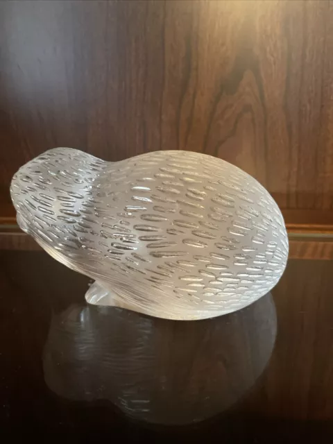 Lalique France Signed Crystal Hedgehog Paperweight MINT! Large, 2+ Pounds 3