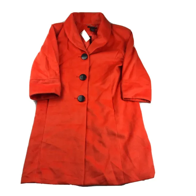 Grace Elements Winter Coat Women’s 14 Orange Woolen Lined Vented Long Jacket NWT