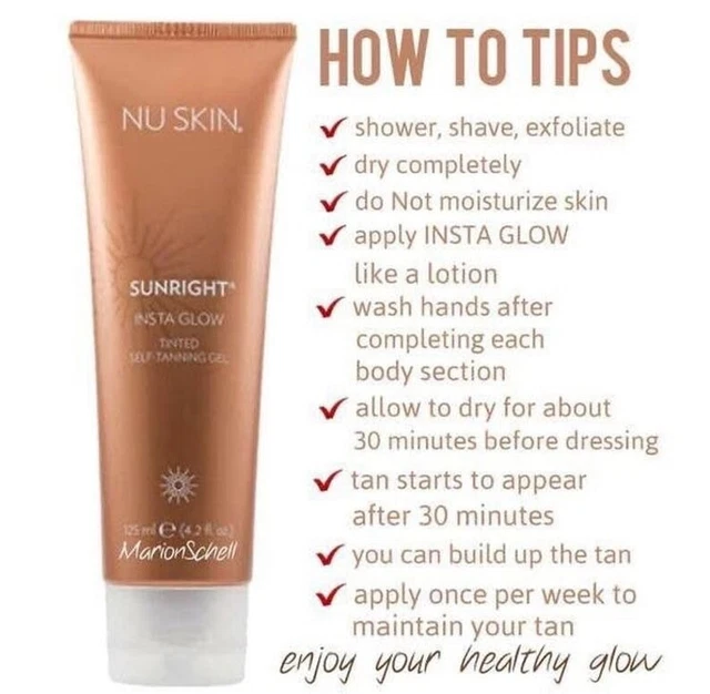 NU SKIN SUNRIGHT INSTA GLOW Face Body Self Tanning Streakless Gel