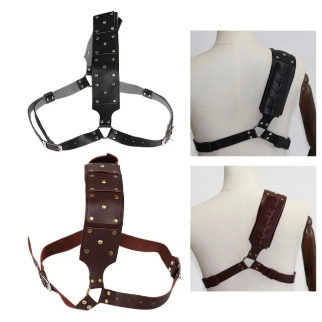 Medieval Sword Shoulder Holster Buckle Strap Costume Rapier PU Leather Scabbard