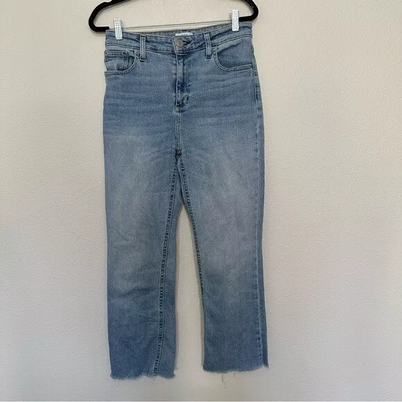 BDG UO women’s high rise crop kick medium wash raw hem jeans size 27 waist