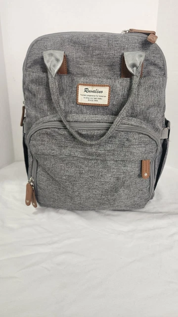 Ruvalino Gray Brown Multifunction Travel Maternity Back Pack Diaper Bag Used
