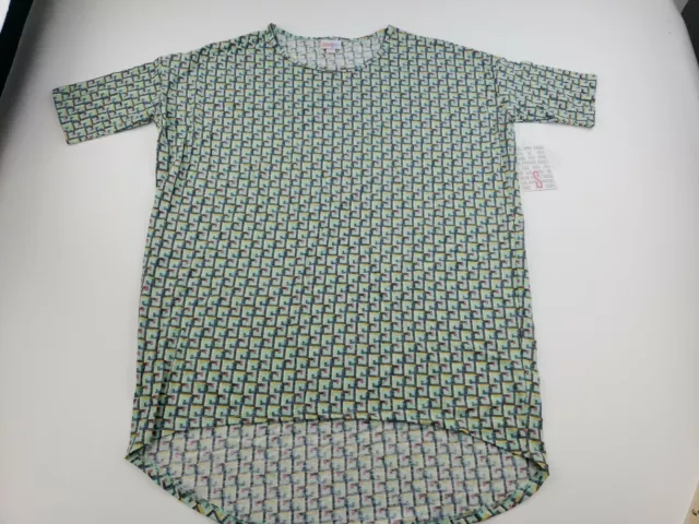 NEW Lularoe Irma Short Sleeve Tunic Shirt Size Small S Green With S Design