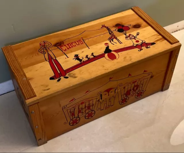 Antique wooden store toy chest