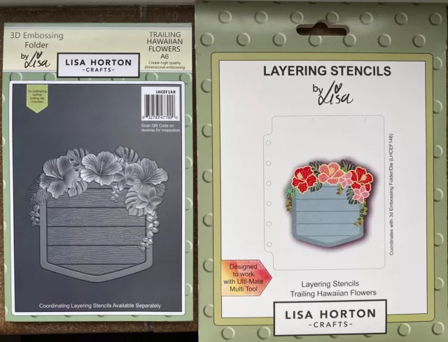 Lisa Horton Crafts Trailing Hawaiian Flowers Embossing Folder & Layering Stencil