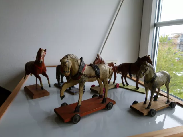 Alte Massefiguren - Pferde Antikspielzeug Spielzeug Pferde