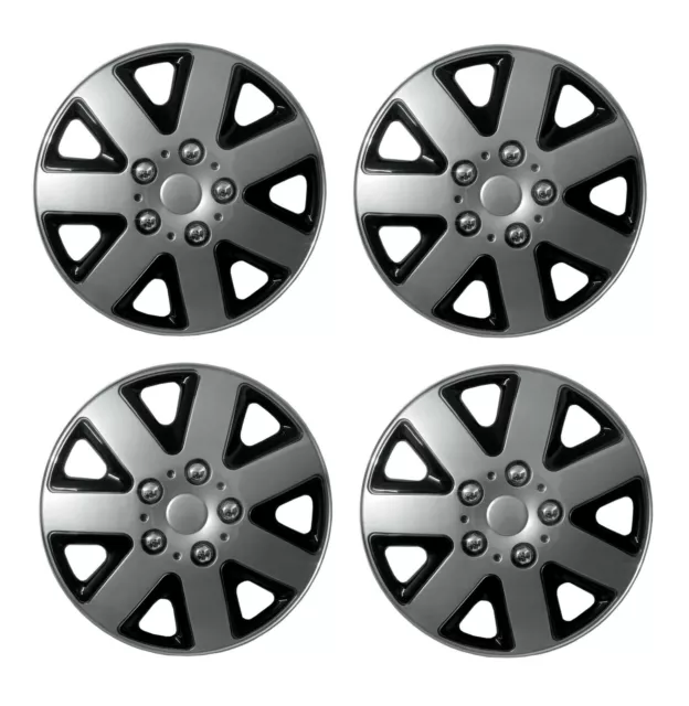 14 Inch Universal Wheel Trims Car Covers Black Silver Plastic 14” Set Of 4
