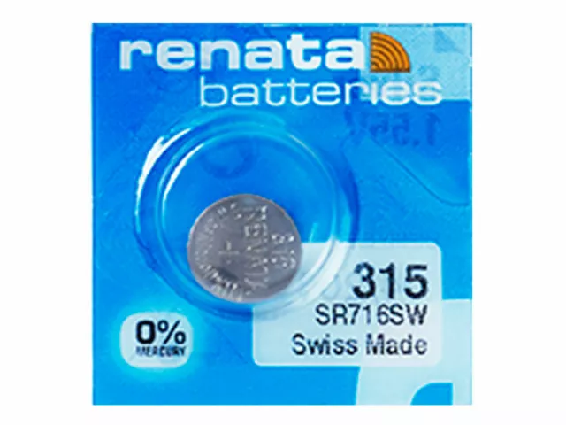 Renata 315 Pile Batterie Horloge Mercury Gratuit Argent Oxide SR716SW Suisse