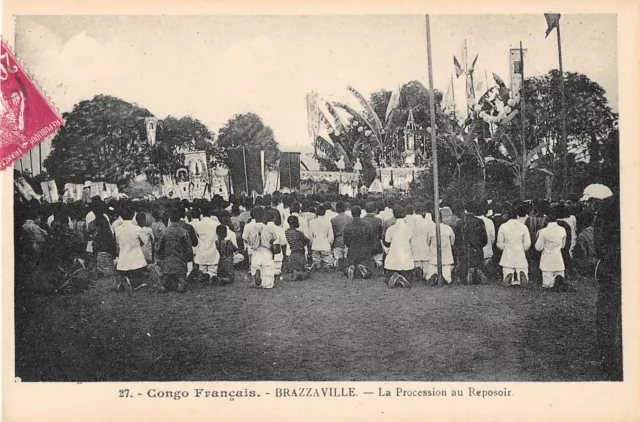 Cpa Congo Francais Brazzaville La Procession Au Reposoir