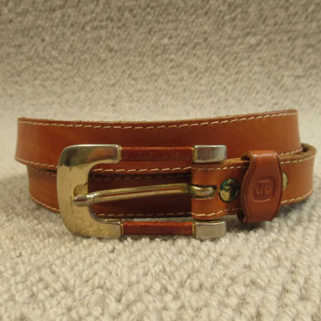 Cintura In Pelle Marrone 30 75 Solido Skinny Vintage 7114