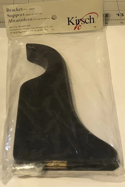 NWT NIP Kirsch Wood  6" Return Sandblasted Black Drapery Bracket Fits 2" Pole