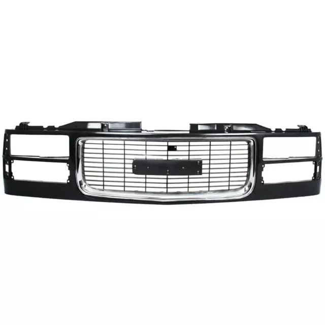New Grille Black Shell & Insert Cross Bar Insert Fits 1994-2000 GMC C2500 2-Door