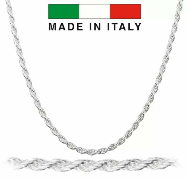 Men's Solid 925 Sterling Silver Rope Chain 3mm 4mm 5mm 20-30" ITALY *WHOLESALE*