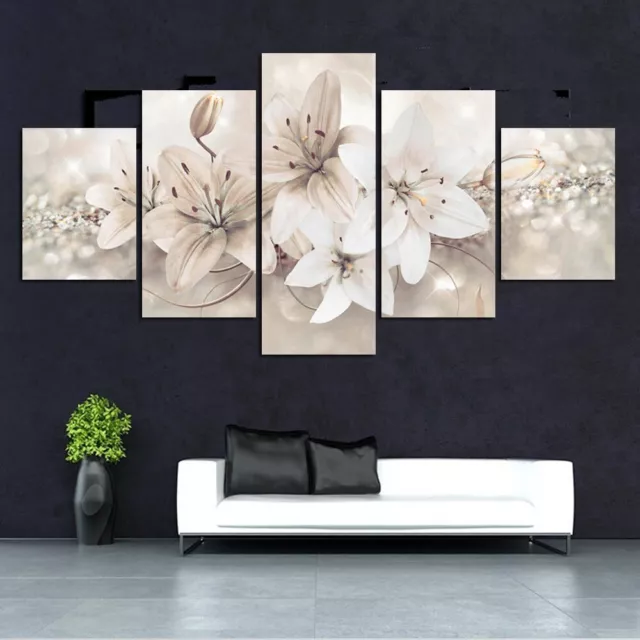 5 * Unframed Modern Flower Art Oil Canvas Painting Picture Print Home Wall Decor