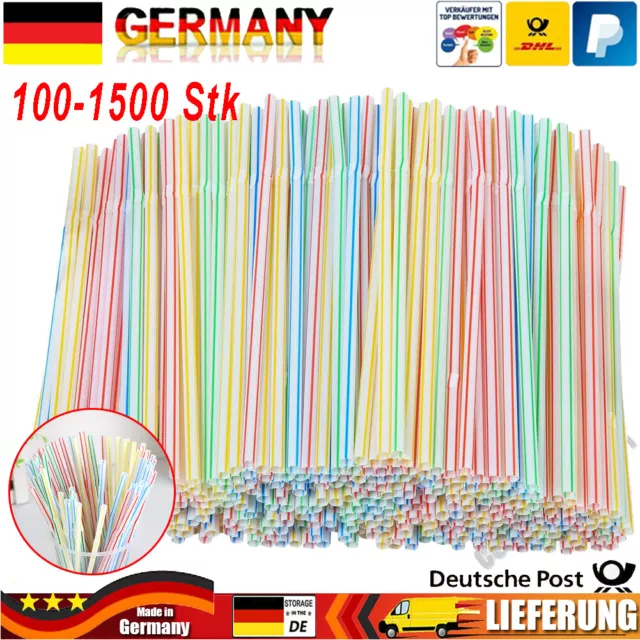100-1500X Flexible Trinkhalme Plastik Strohhalme in Verschiedenen bunten Farben 2