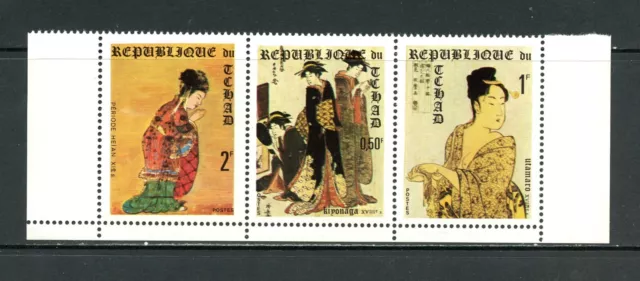 P317 Chad 1970 Kunst Japanischer Drucke Streifen MNH