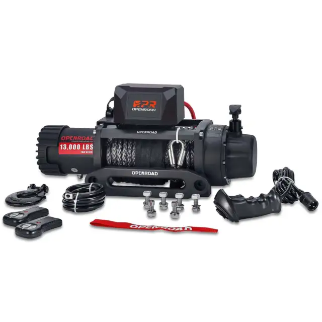 OPENROAD 13000Ibs Electric Winch With 50ft Synthetic Rope and 2 Wireless Remotes