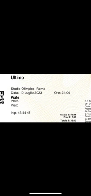 biglietto concerto ultimo - 10 luglio Roma, prato