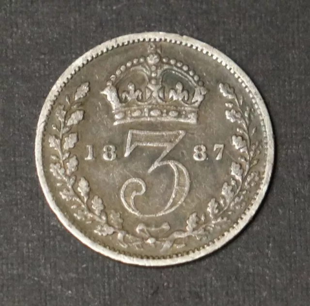 UK (Great Britain) 1887 3 Pence - Silver - Victoria